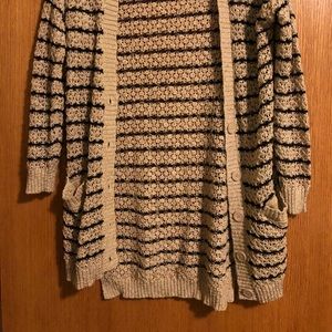 Long tan cardigan with black stripes